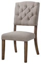 19" X 23" X 43" 2Pc Cream Linen And Weathered Oak Side Chair
