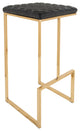 LeisureMod Quincy Quilted Stitched Leather Bar Stools With Gold Metal Frame