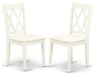 3Pc Dinette Set, Square Kitchen Table, Two Dining Chairs, Linen White Finish