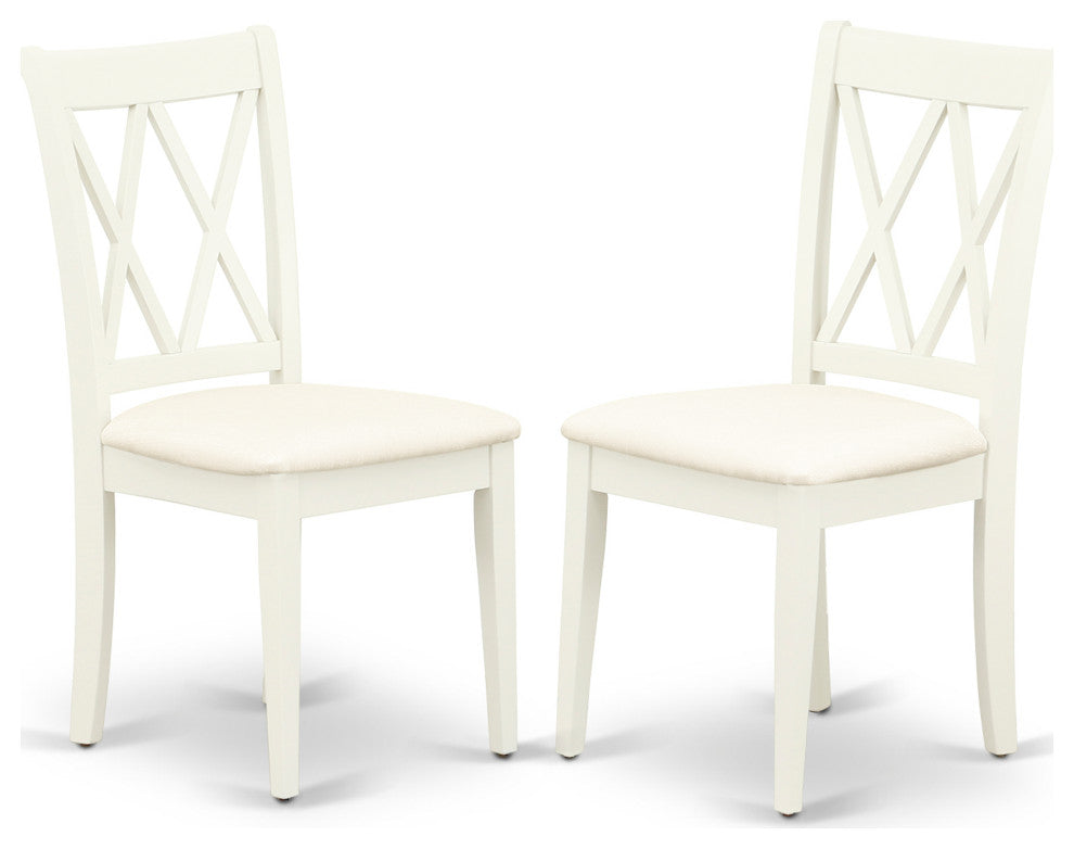 3Pc Dinette Set, Square Kitchen Table, Two Dining Chairs, Linen White Finish