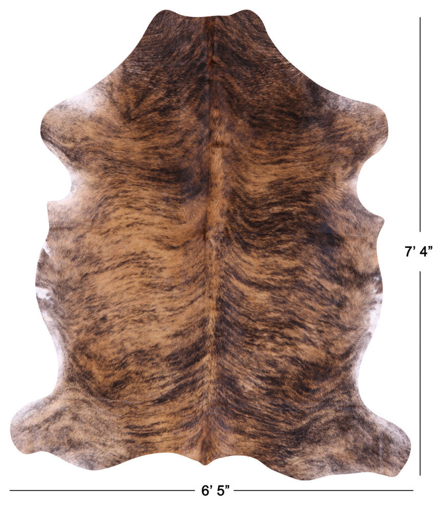 7' 4" X 6' 5" Brindle Natural Cowhide Rug C2250