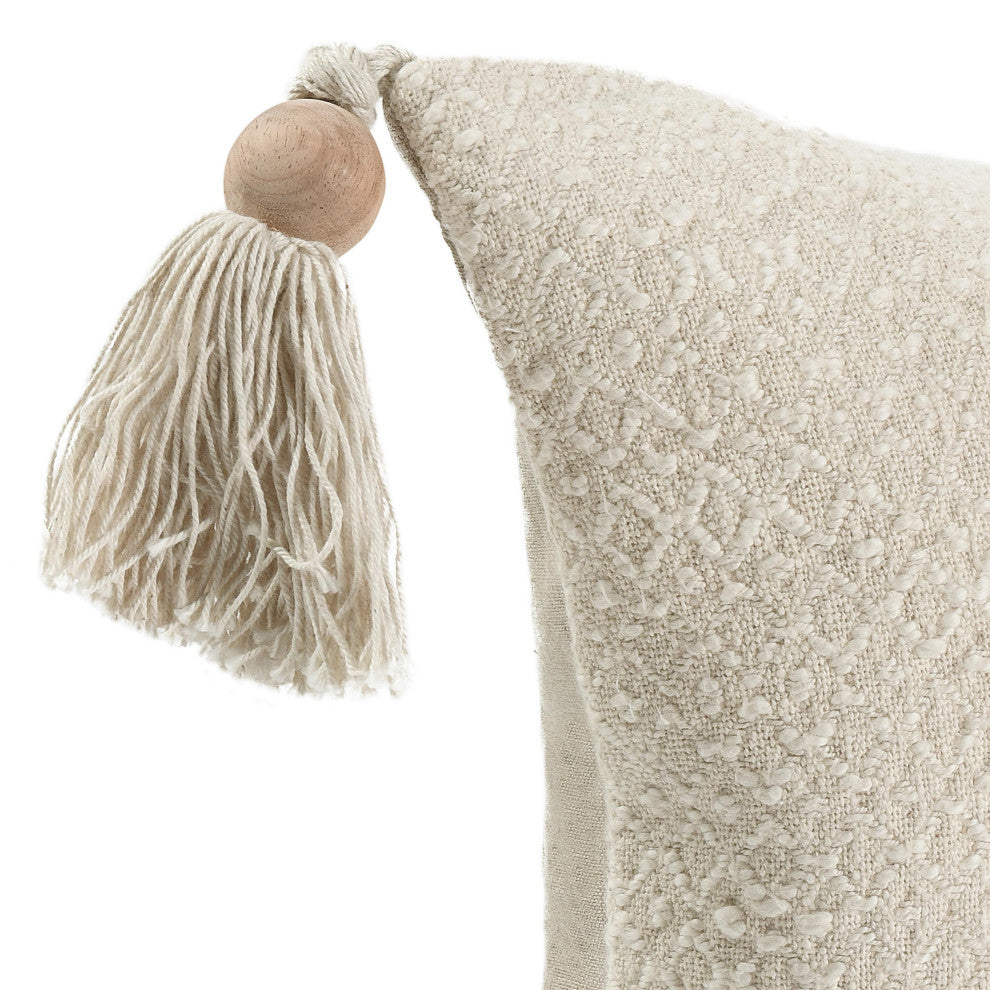 Yasa Cotton Blend Throw Pillow, Ivory by Kosas Home, 14x26