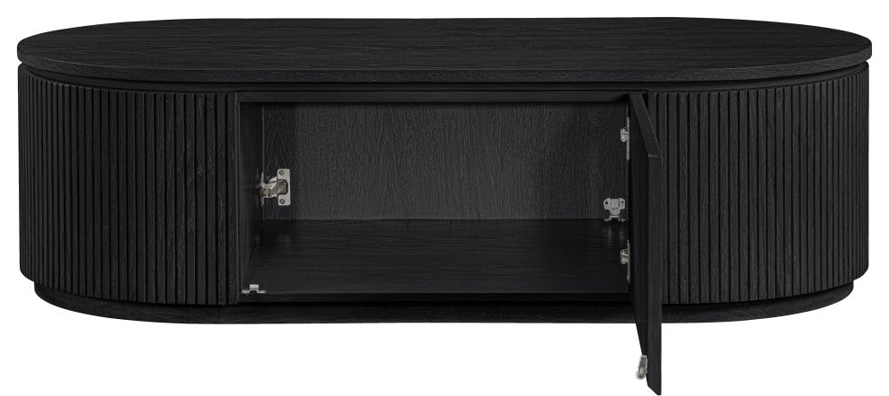 Moana Wood Storage Coffee Table, Black, 52" W X 26" D