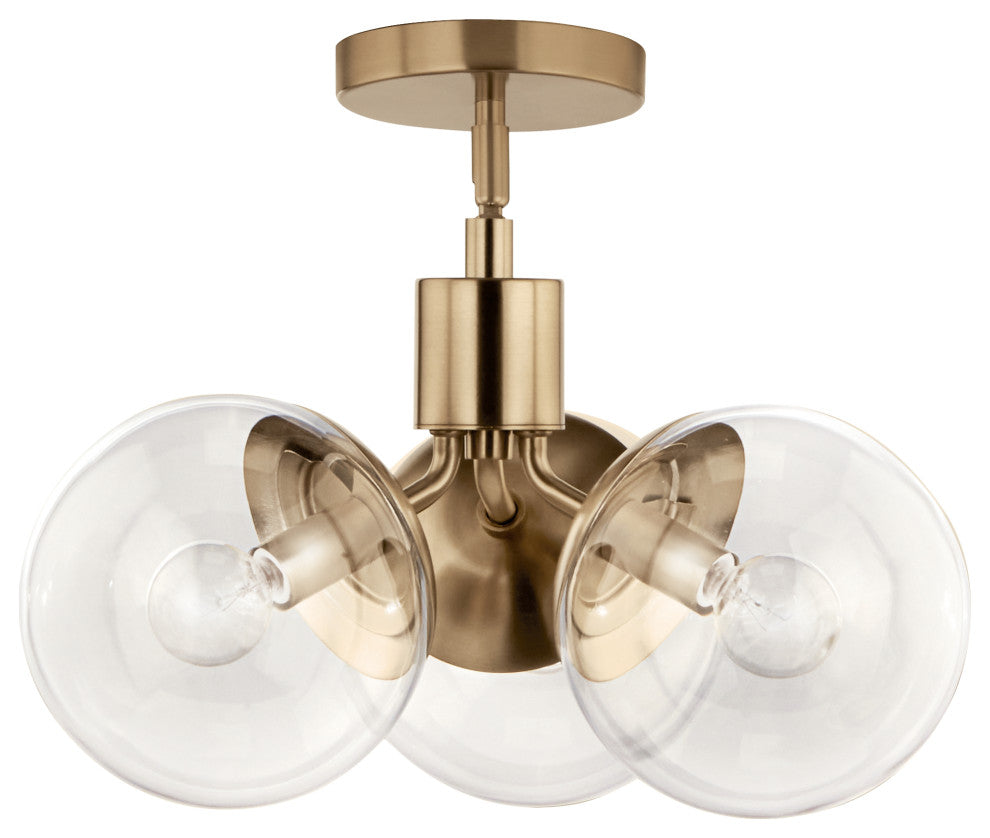 Silvarious 16.5" 3 Light Convertible Pendant, Champagne Bronze, Clear Glass