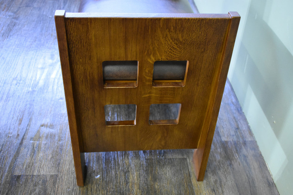 Mission Style Oak and Leather Foot Stool, Model A31