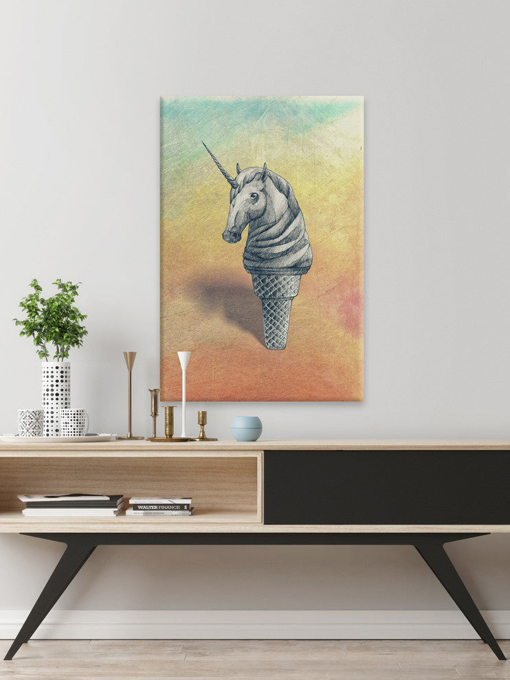 "Unicorn Ice Cream II" Painting Print on Wrapped Canvas, 30"x45"