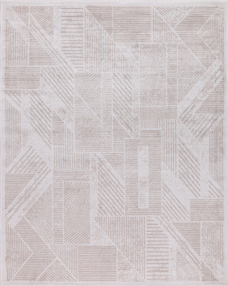 Low-Pile Auden Beige/Ivory Rug, Beige, 10'x14'