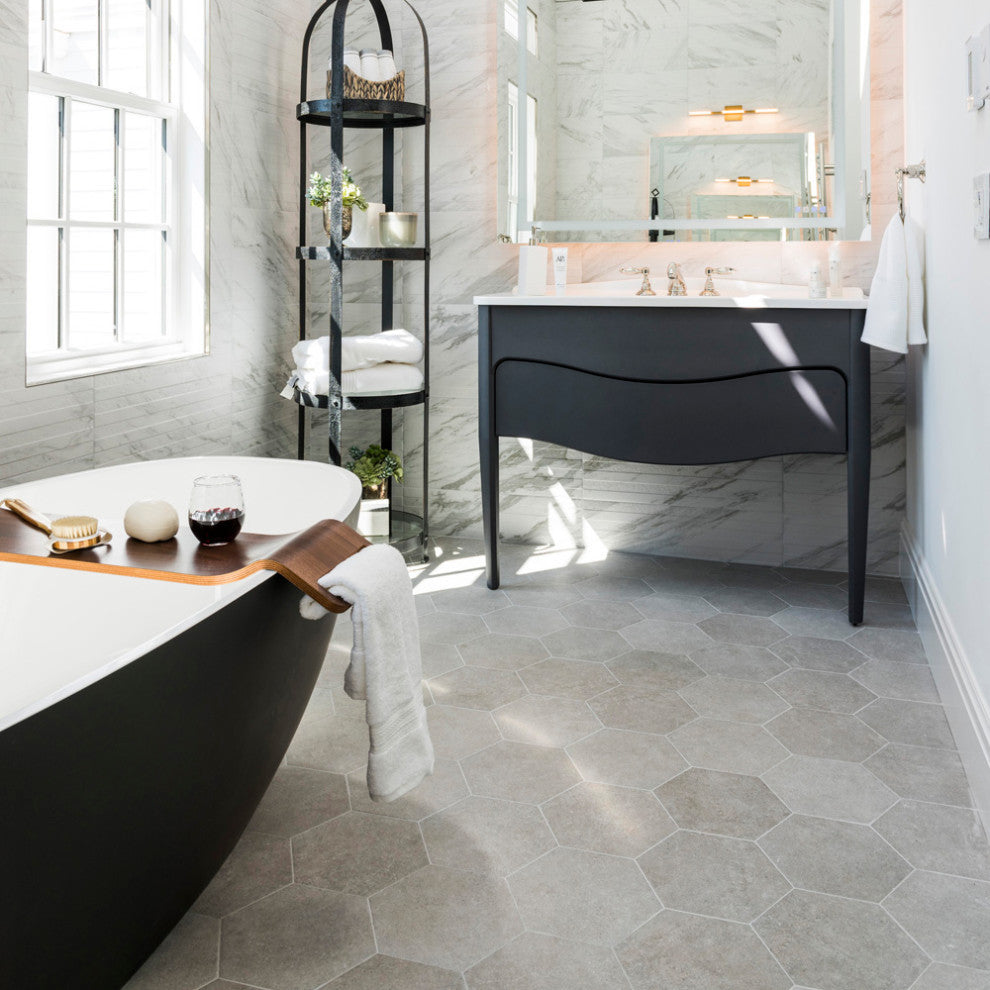Traffic Hex Silver Porcelain Floor and Wall Tile