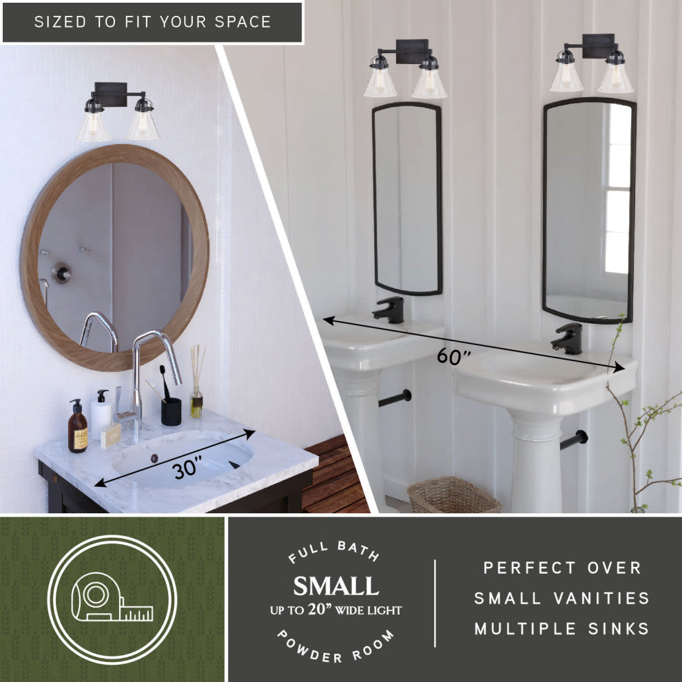 Mason 2 Light Vanity Charcoal Black