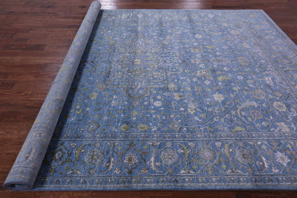 8' 8" X 11' 10" Persian Heriz Serapi Handmade Wool & Silk Rug - Q15537