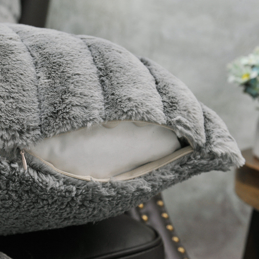 Super Mink Throw Pillow Covers, Set of 4, Silver Grey, 20''x20''