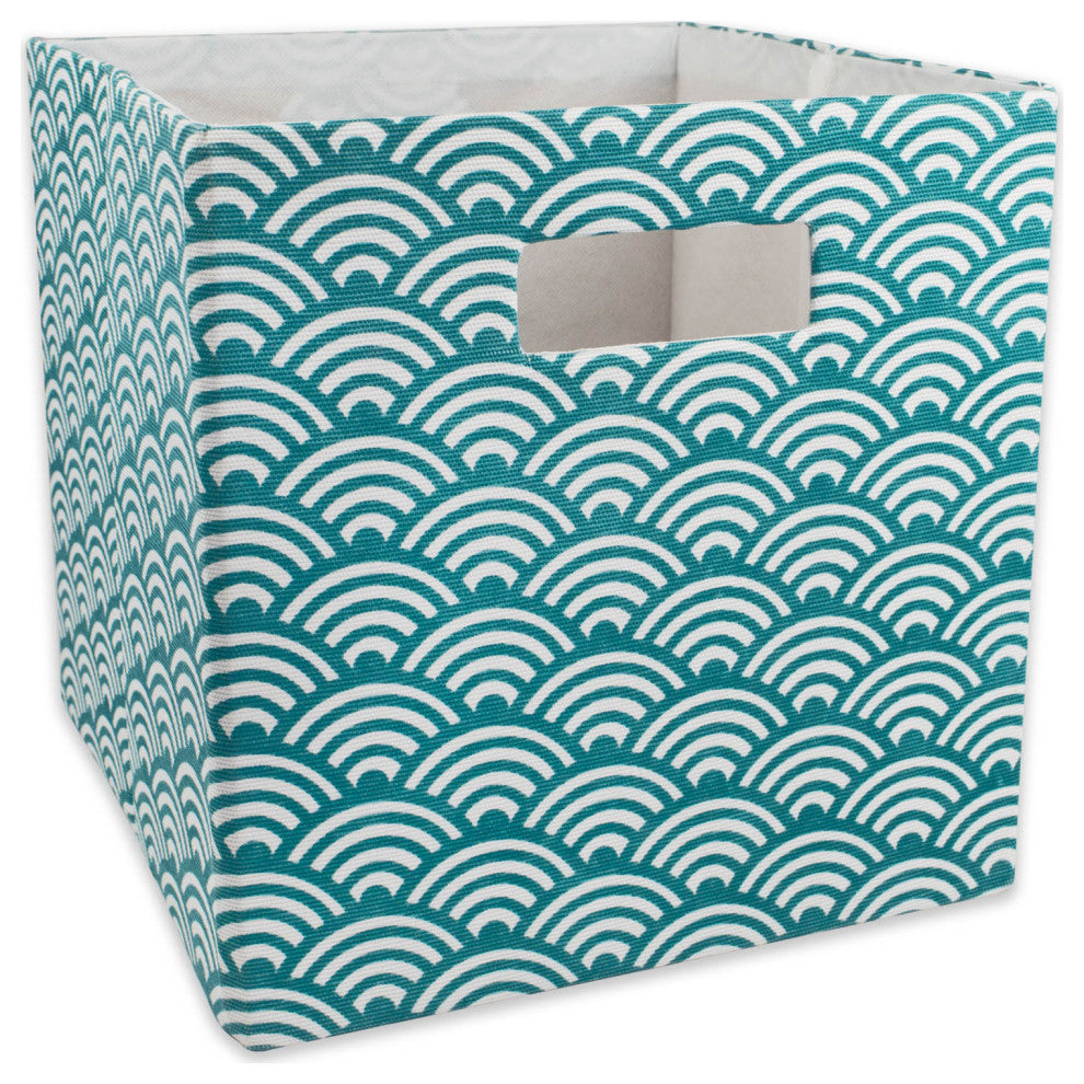Polyester Cube Waves Teal Square 13"x13"x13"