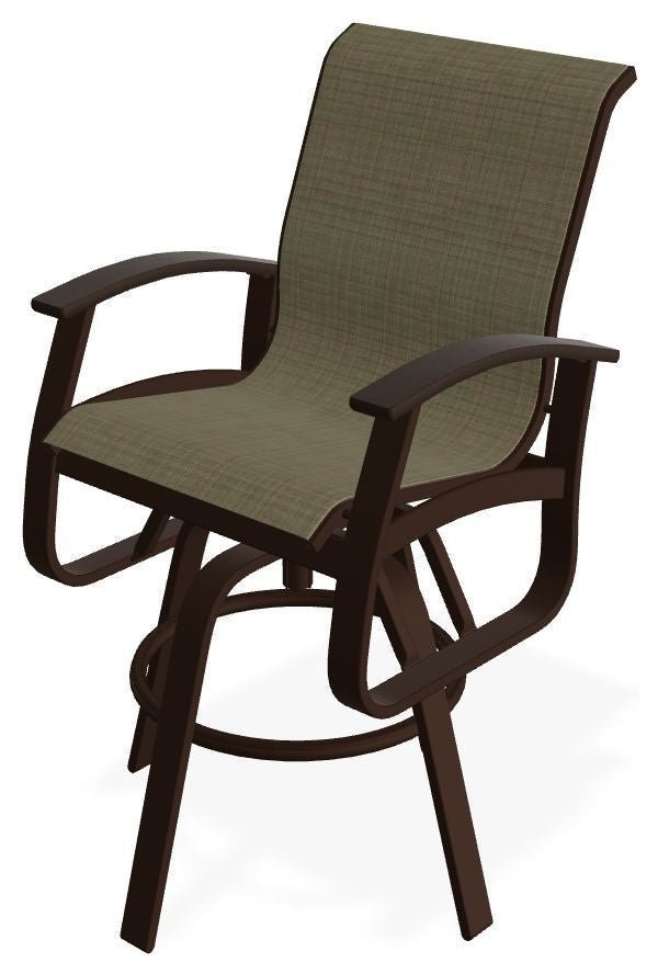 Belle Isle Sling Bar Height Outdoor Swivel Armchair, Elevation Stone/Kona