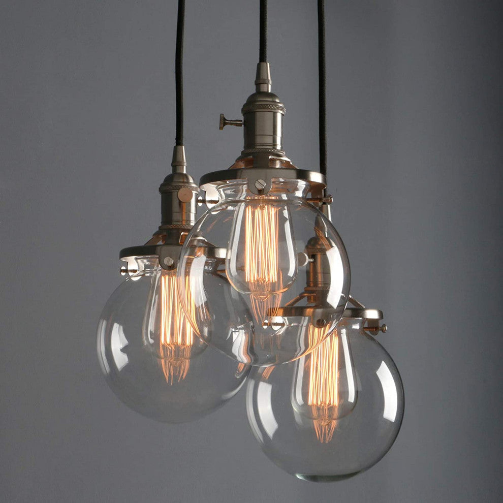 3 Light Ceiling Light Chandelier Globe Glass Pendant Lighting