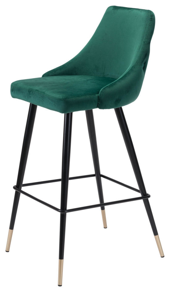 Bar Stool Chair Barstool, Steel Metal, Fabric, Green, Black, Gold, Cafe Bistro