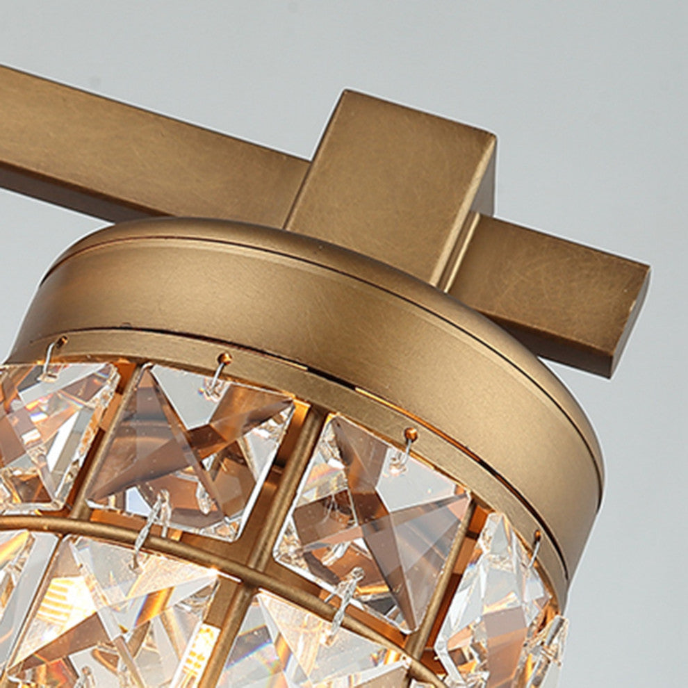 3-light Modern Wall Sconce With Crystal Lampshade