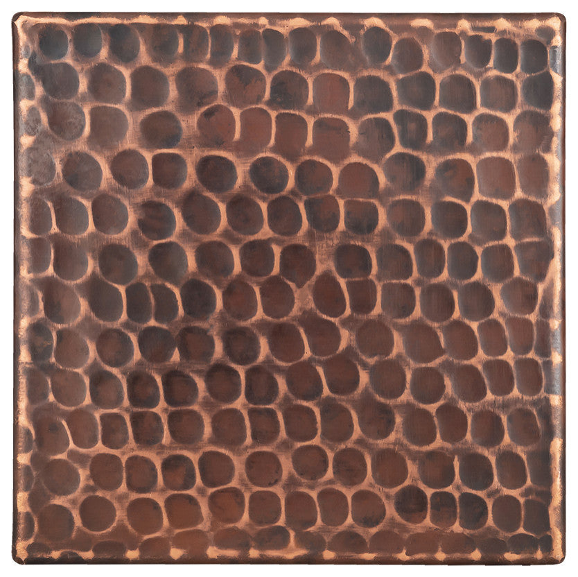 Hammered Copper Tile, 4"x4", Set of 8