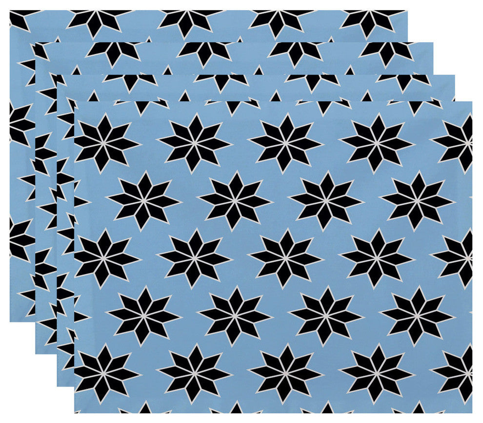Decorative Holiday Placemat, Set of 4 Geometric, Light Blue