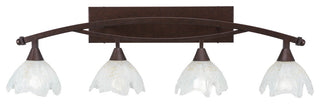 Bow 4 Light Bath Bar In Bronze, 7" Gold Ice Glass