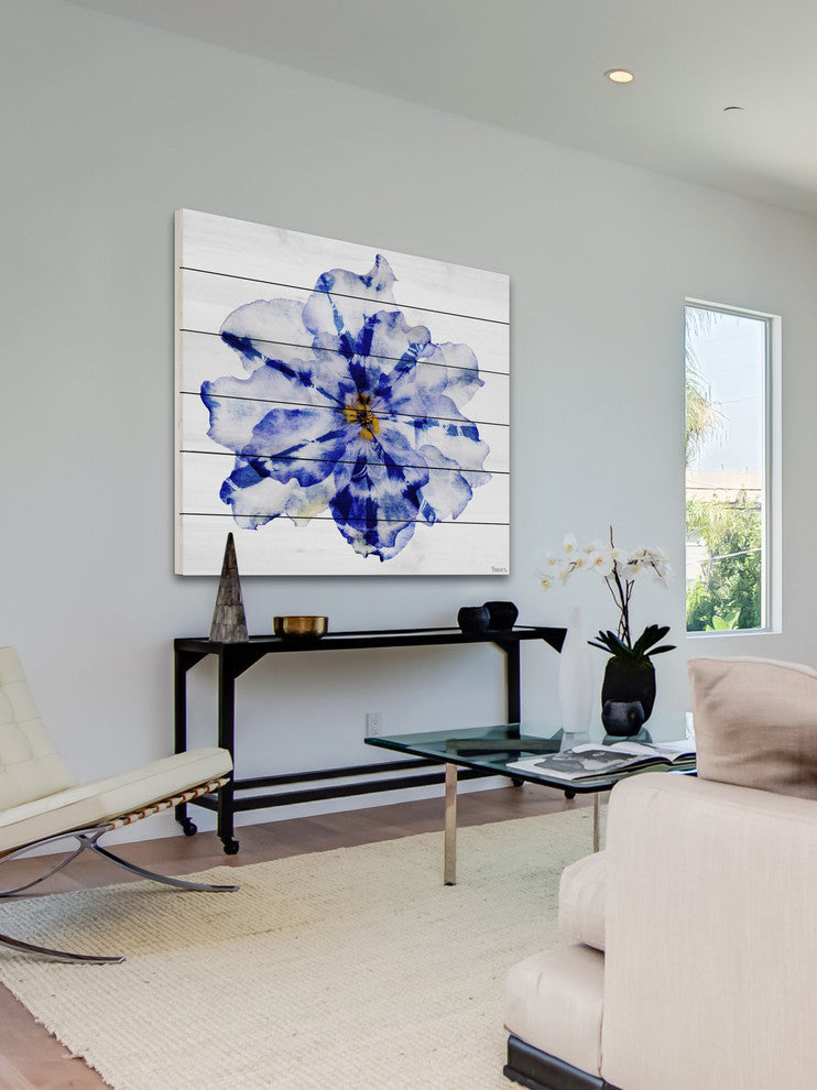 "Blue and White Flower" UV Ink Print on White Wood, 40"x40"
