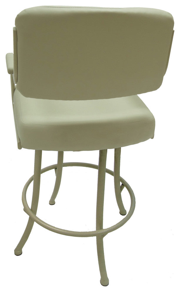 Swivel Counter Metal Bar Stool, Ocean Beige Vinyl - Beige, 26"