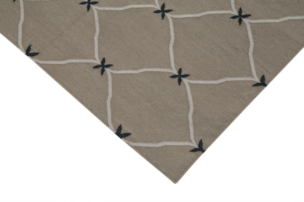 Rug N Carpet - Handmade Wool 3' 7'' x 5' 4'' Modern Design Dhurrie Kilim Rug