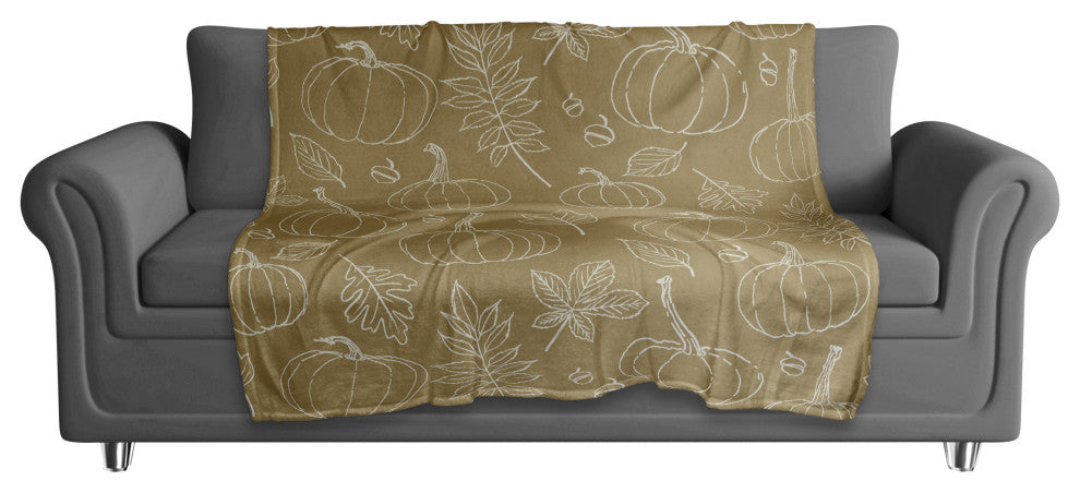 Mustard Yellow Fall Pattern 50x60 Coral Fleece Blanket