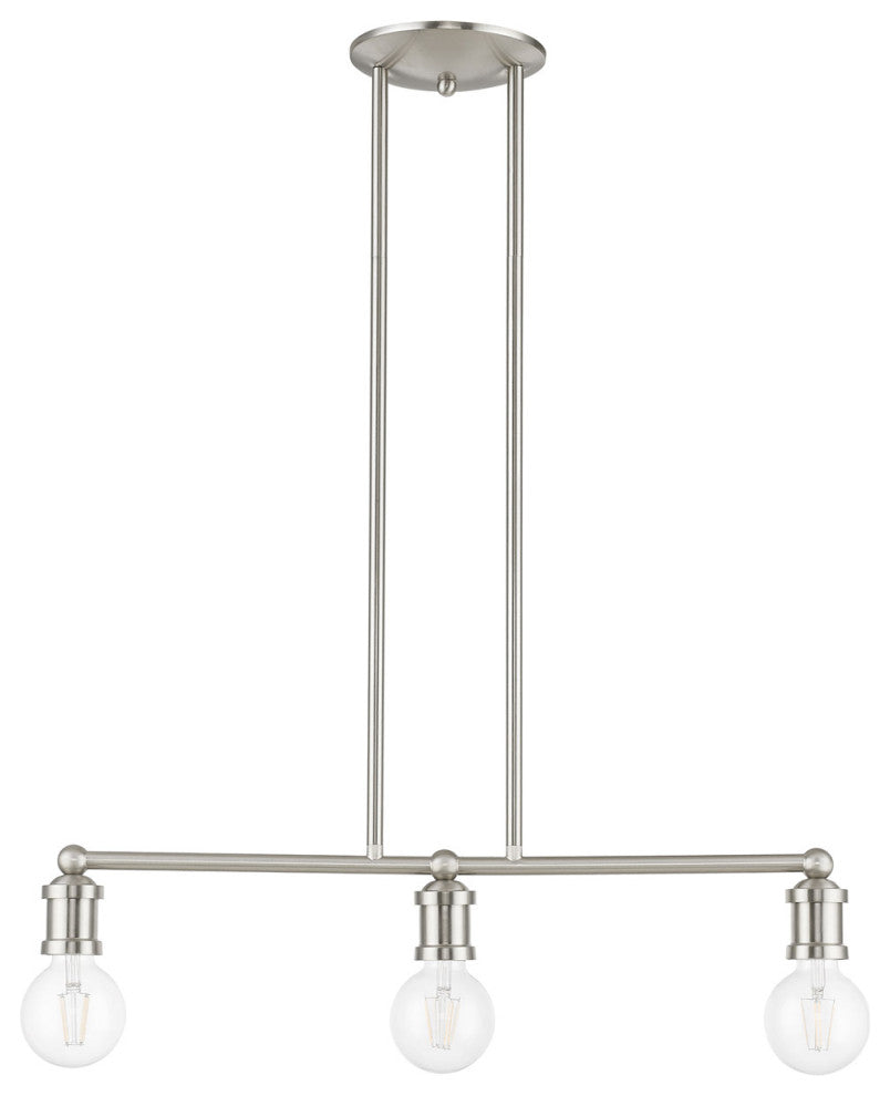 Livex Lighting 47163-91 3 Light Brushed Nickel Linear Chandelier