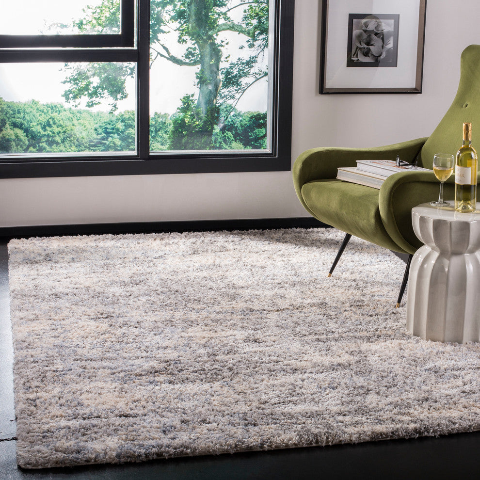 Safavieh Berber Shag Collection BER219 Rug, Grey/Cream, 5'3"x7'6"