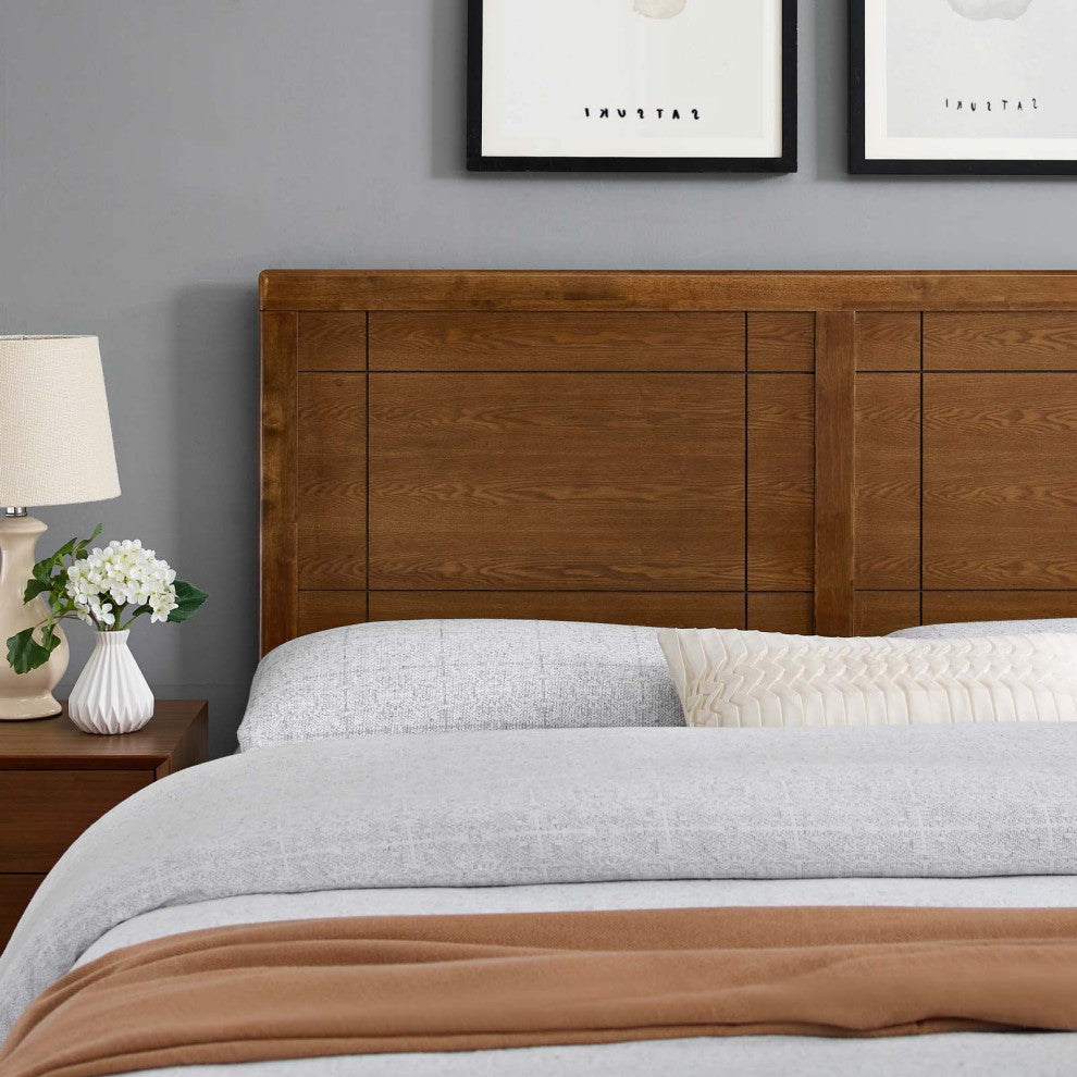 Headboard, King Size, Wood, Brown Walnut, Modern Mid-Century, Bedroom Master