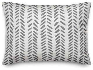 Gray and White Modern Herringbone 14x20 Lumbar Pillow