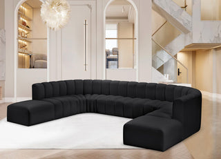 Arc Vegan Leather Upholstered 10-Pc. U-Shaped Modular Sectional, Black