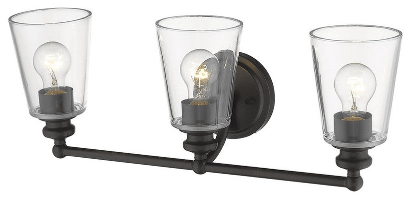 Three Light Antique Bronze Glass Shade Wall Sconce