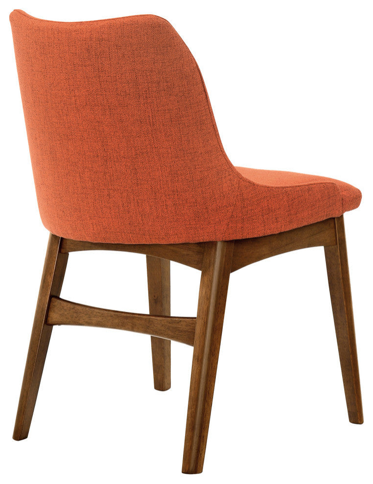 Azalea Fabric and Black Wood Dining Side Chairs, Set of 2, Orange