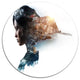 Double Exposure Woman Portrait, Modern Portrait Round Wall Art, 36"