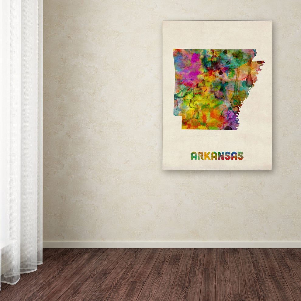 'Arkansas Map' Canvas Art by Michael Tompsett