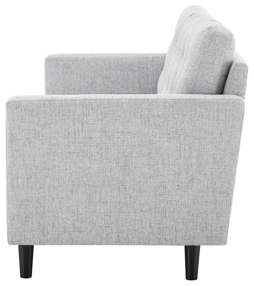 Tufted Sofa, Fabric, Gray, Modern, Living Lounge Hotel Lobby Hospitality