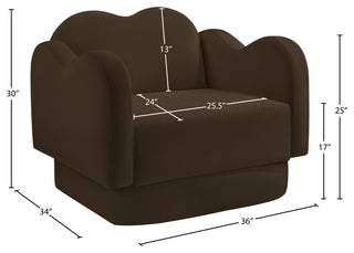 Bloom Upholstered Chair, Brown, Velvet