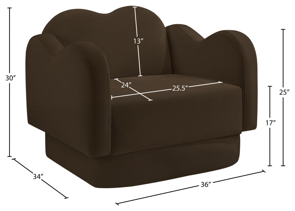 Bloom Upholstered Chair, Brown, Velvet