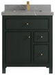 Sonoma 30 Single Sink Reeded Bath Vanity in Dark Forest Green 2" Piatra Gray