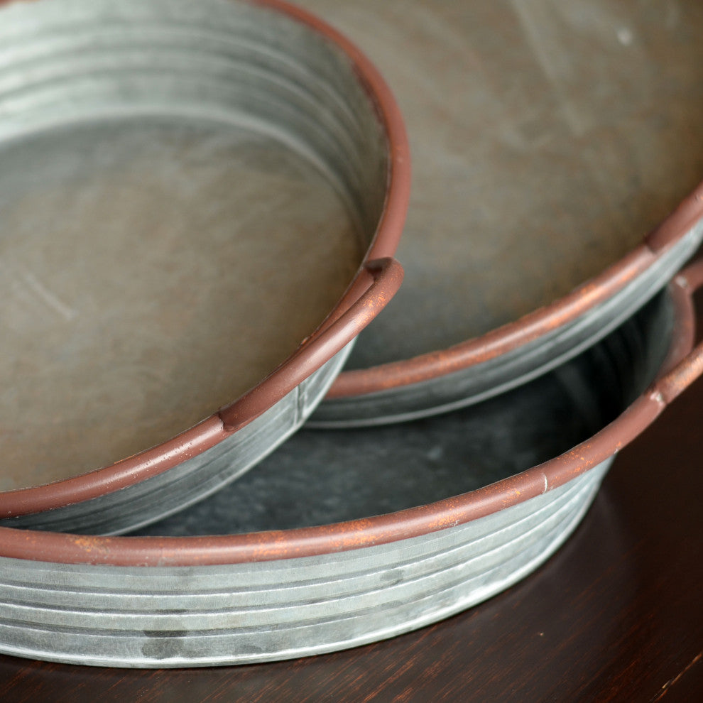 3-Piece Galvanized Trays, 18", 15" and 12"