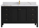 Nashville 60" Single Bathroom Vanity, Black 2" Calacatta Gold