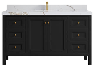 Nashville 60" Single Bathroom Vanity, Black 2" Calacatta Gold