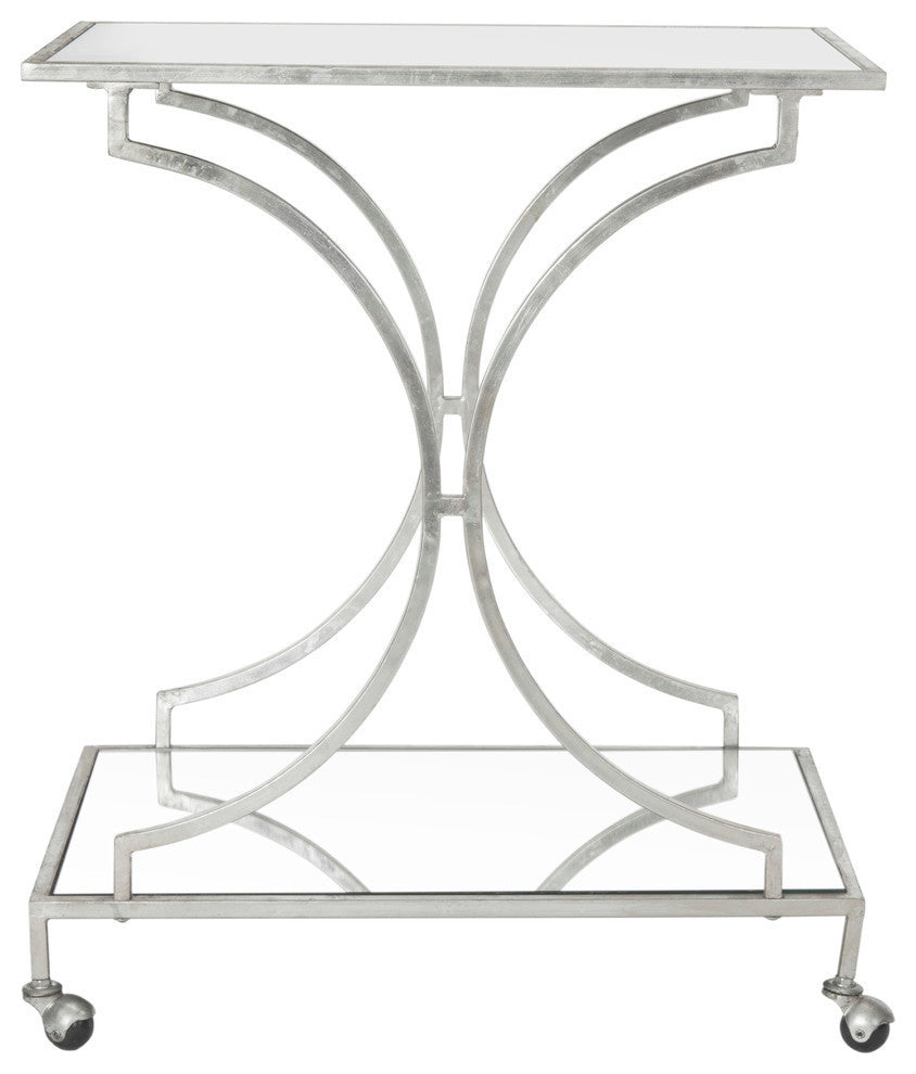 Safavieh Ignatius Bar Cart, Silver, Mirror Top