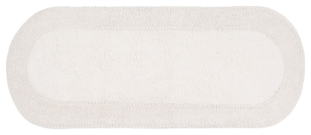 Double Ruffle Collection Bath Rugs Set, 21x54 Runner, Ivory