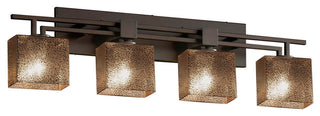Fusion Aero 4-Light Bath Bar, Rectangle, Dark Bronze, Mercury Glass Shade