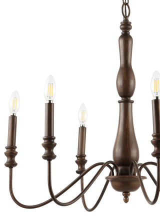 Victoria 29" 6-Light Rustic Midcentury Iron LED Chandelier, Brown