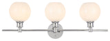 Collier 3 Light Wall Sconce, Chrome And Frosted White Glass