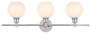 Collier 3 Light Wall Sconce, Chrome And Frosted White Glass