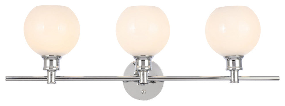 Collier 3 Light Wall Sconce, Chrome And Frosted White Glass